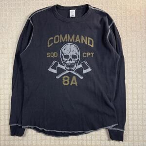 Y2K Old Navy Skull Graphic Thermal Long Sleeve Shirt M